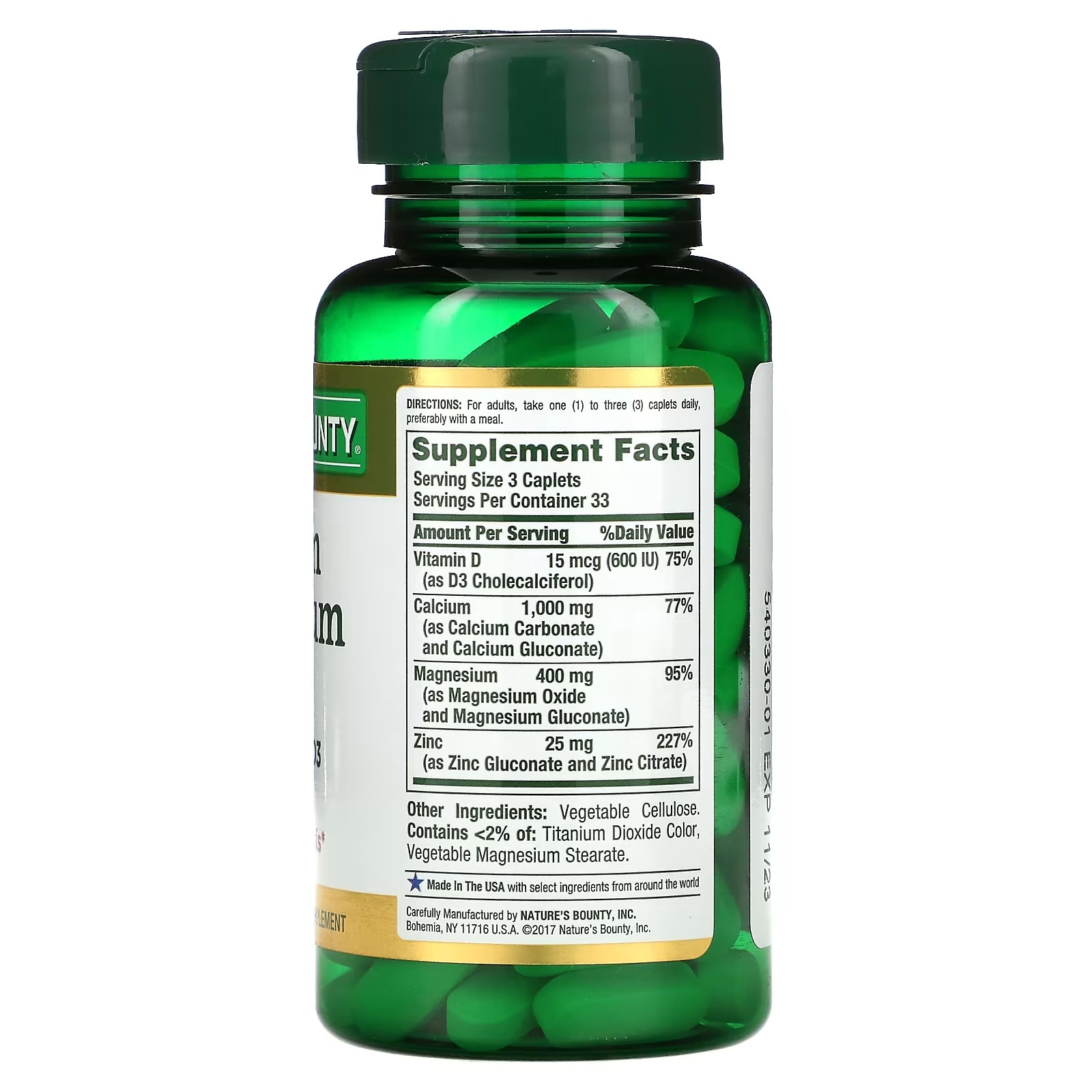 Nature's Bounty, Calcium Magnesium Zinc with Vitamin D3, 100 Coated Caplets_1_11zon