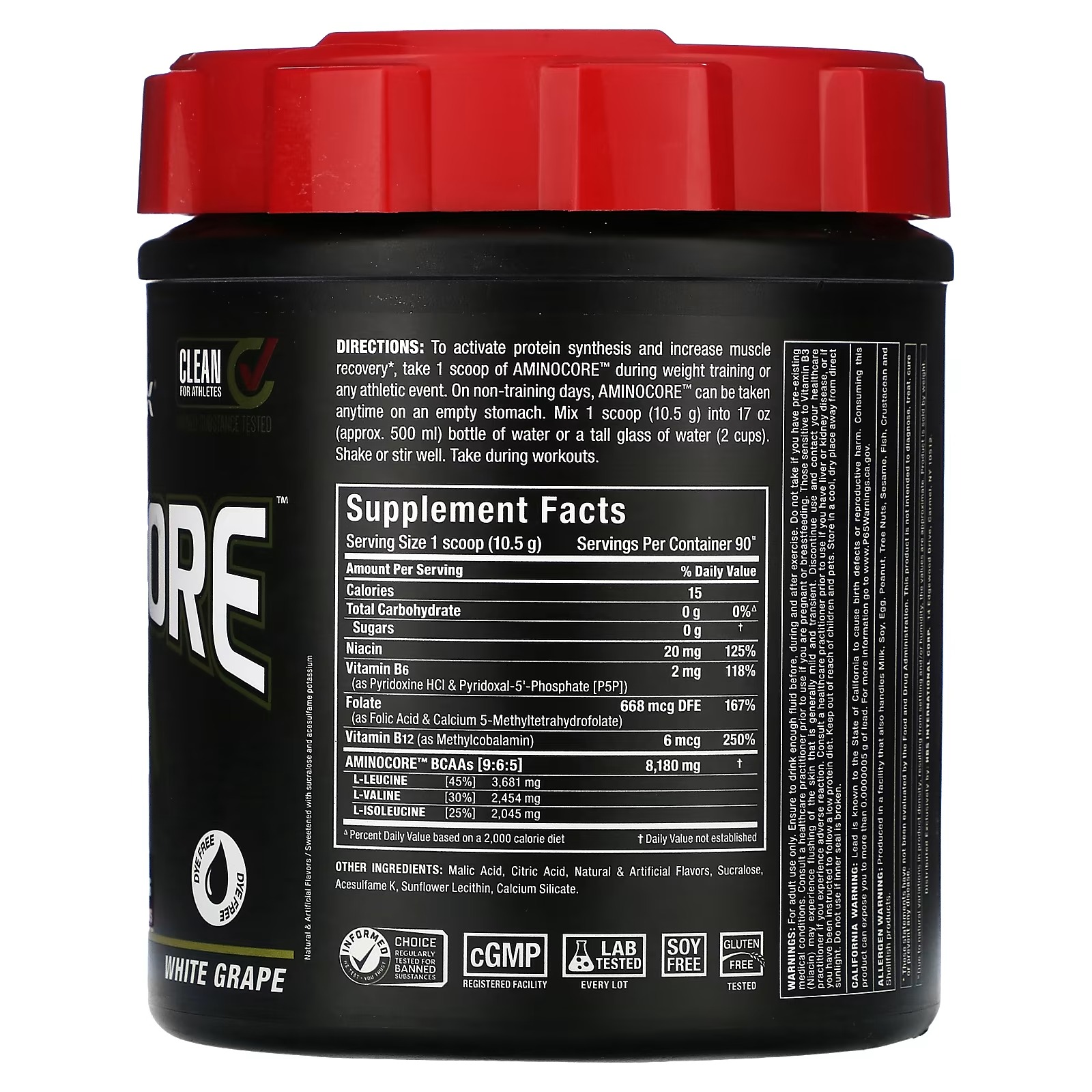 ALLMAX, AMINOCORE BCAA, White Grape, 2.1 lbs (945 g)1