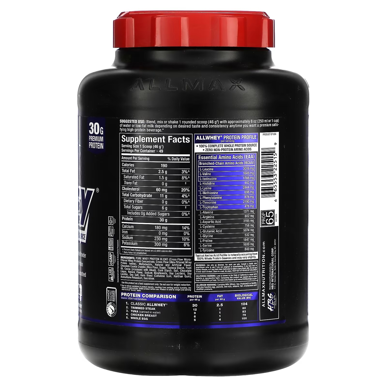 ALLMAX, Classic AllWhey, 100% Whey Protein Source, Cookies & Cream, 5 lbs. (2.27 kg)_1