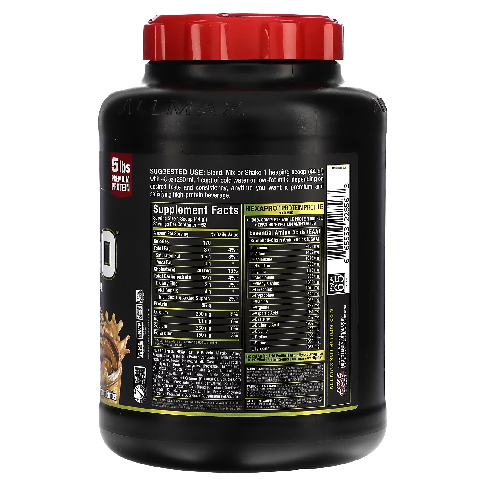 ALLMAX, Hexapro, High-Protein Lean Meal, Chocolate Peanut Butter, 5 lbs (2.27 kg)_1