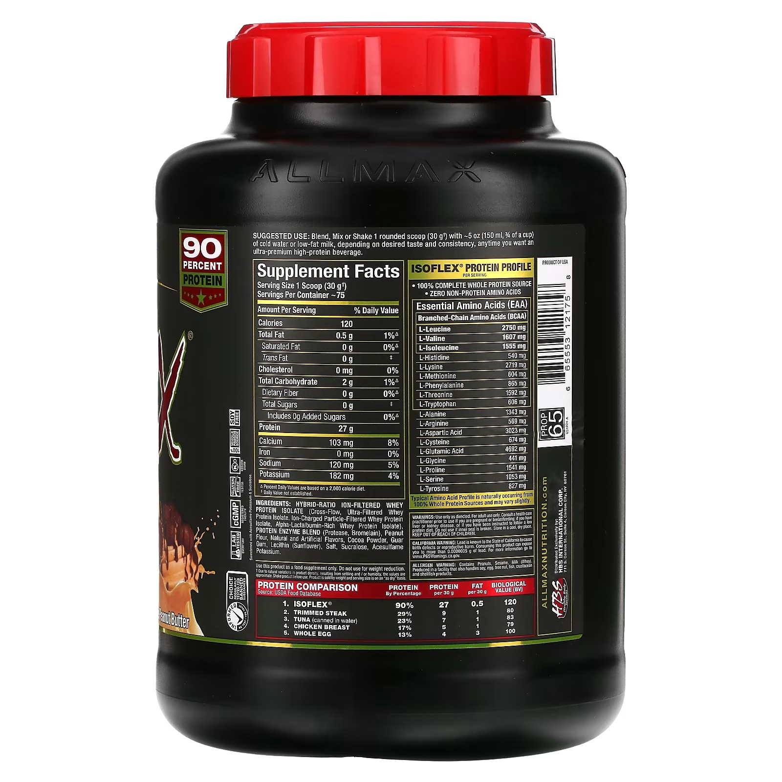 ALLMAX, Isoflex, Pure Whey Protein Isolate, Chocolate Peanut Butter, 5 lbs (2.27 kg)_1