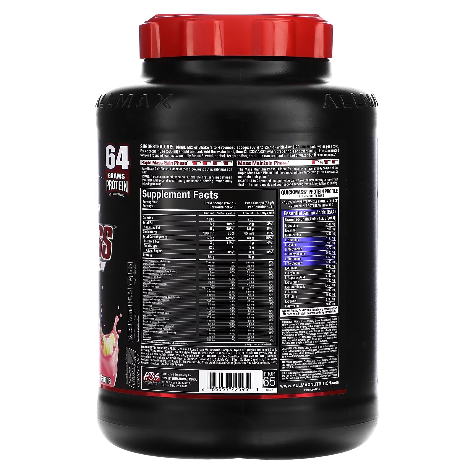 ALLMAX, Quick Mass, Rapid Mass Gain Catalyst, Strawberry-Banana, 6 lbs (2.72 kg)_1