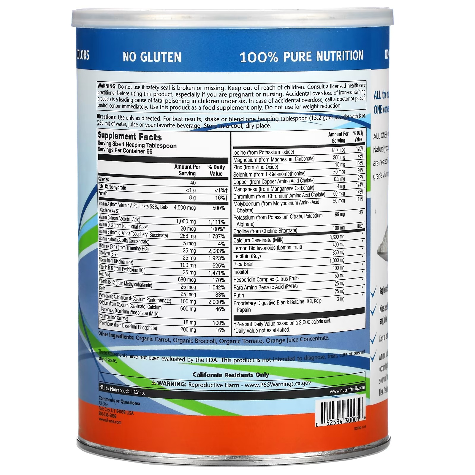 All One, Nutritech, Original Formula, Multiple Vitamin & Mineral Powder, Unflavored, 2.2 lbs (1,000 g)_1