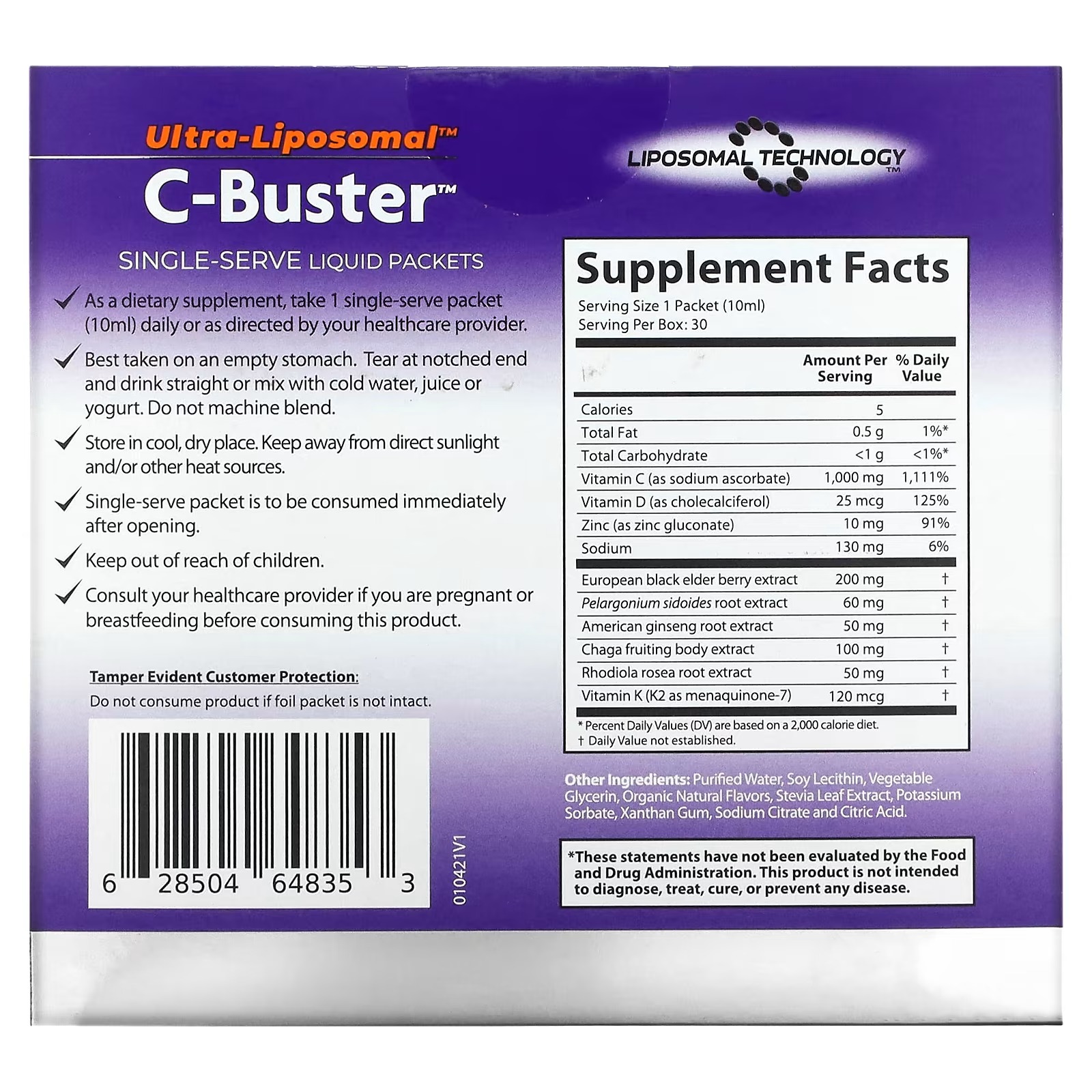 Aurora Nutrascience, Ultra-Liposomal, C-Buster, 30 Packets, 0.34 fl oz (10 ml) Each2