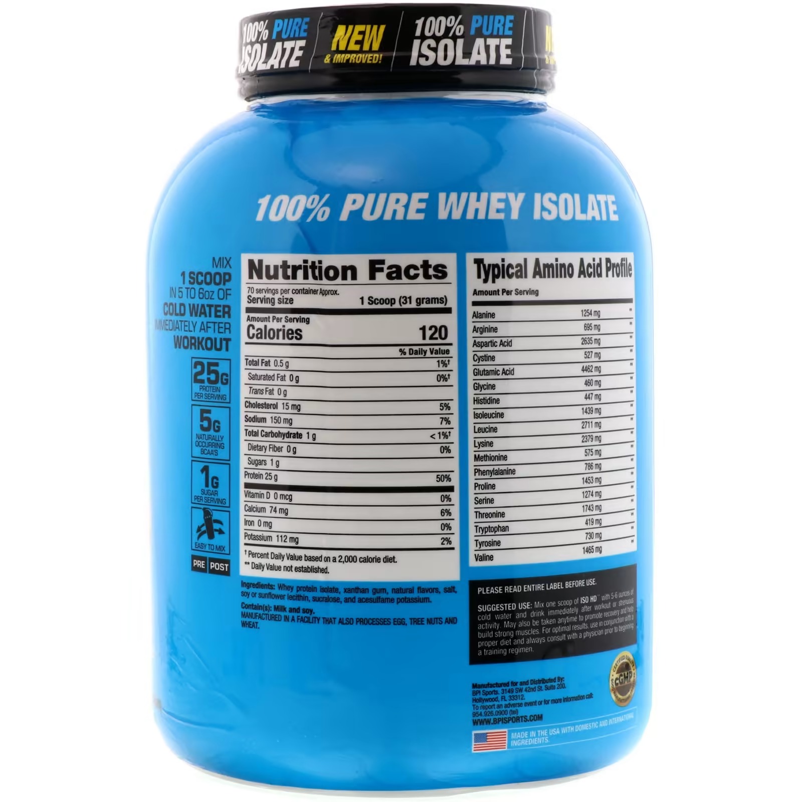 BPI Sports, ISO HD, 100% Pure Isolate Protein, Vanilla Cookie, 4.8 lbs (2170 g)_1