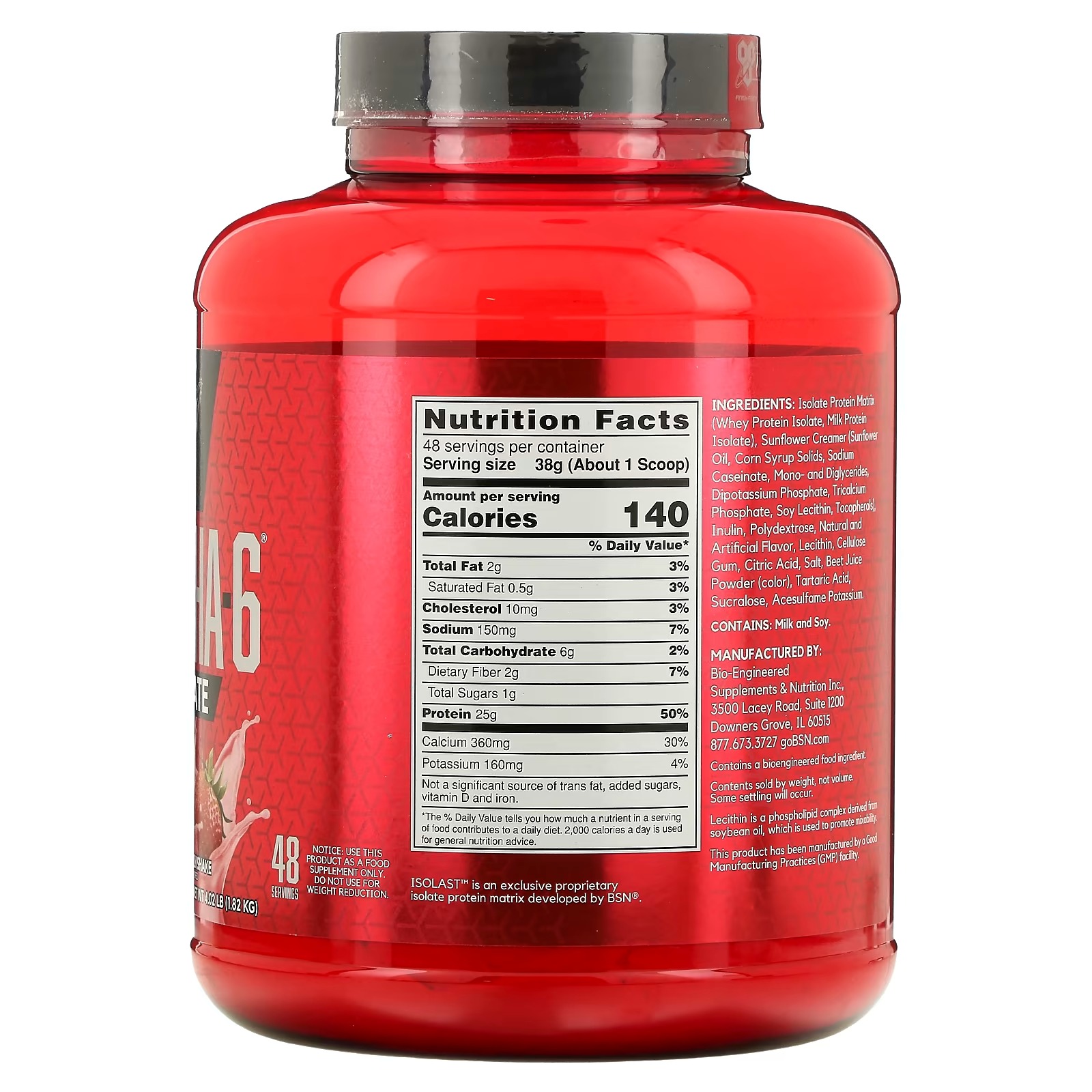 BSN, Syntha-6 Isolate, Protein Powder Drink Mix, Strawberry Milkshake, 4.02 lbs (1.82 kg)_1