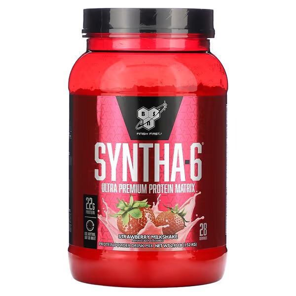 BSN, Syntha-6, Ultra Premium Protein Matrix, Strawberry Milkshake, 2.91 lbs (1.32 kg)