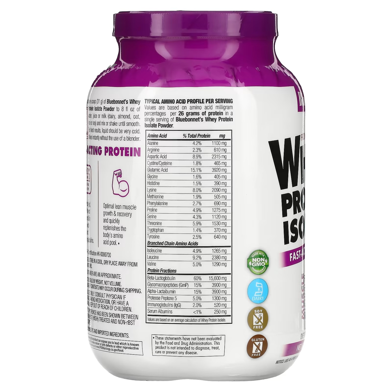 Bluebonnet Nutrition, Whey Protein Isolate, Original, 2.2 lbs (992 g)_1