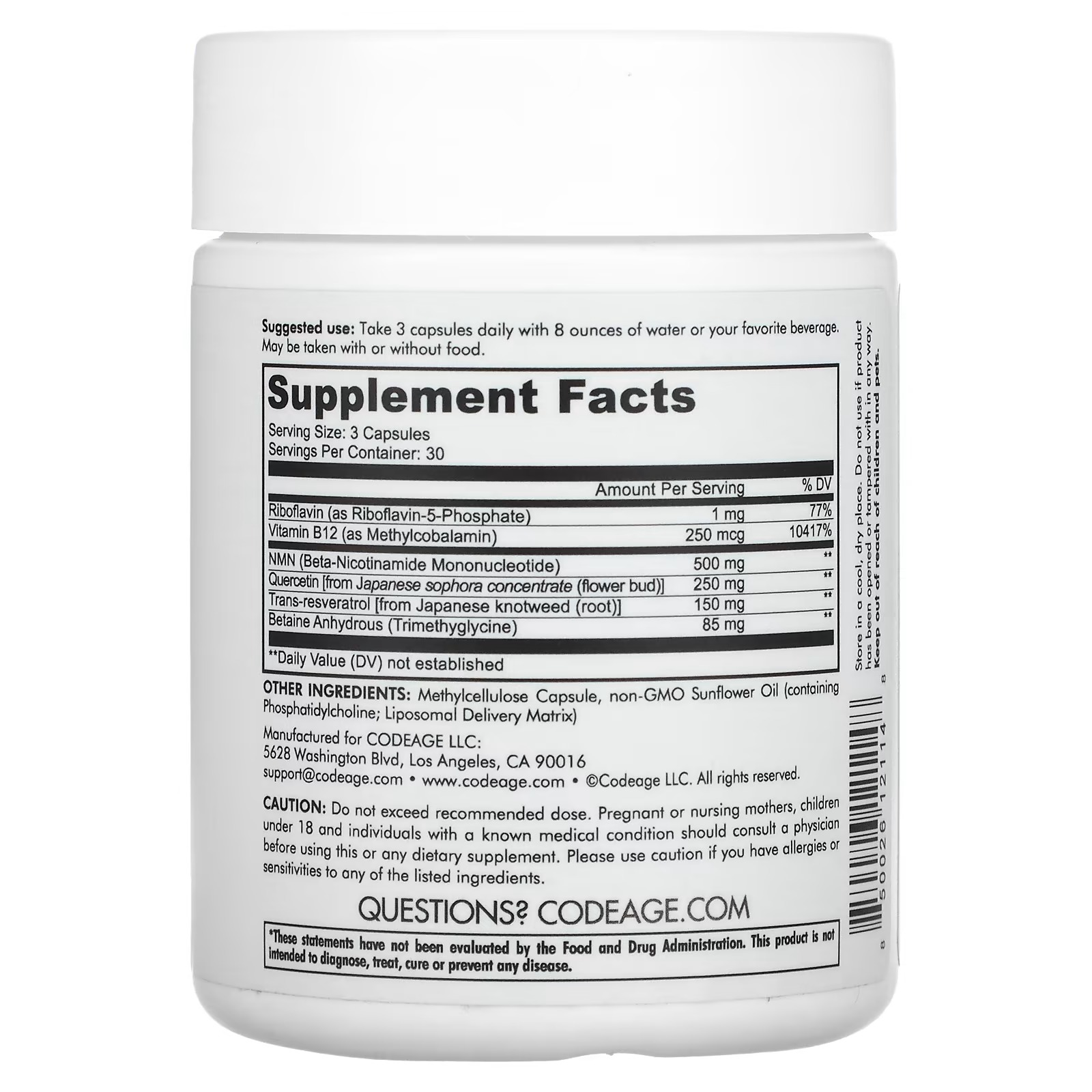 Codeage, Liposomal NMN, Resveratrol, Quercetin, 90 Capsules_1