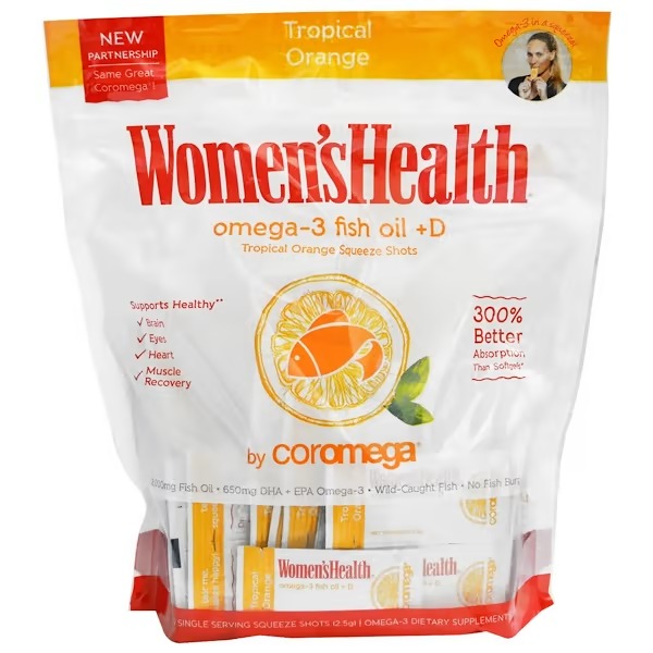 Coromega, Omega-3, Tropical Squeeze +D, Tropical Orange, 120 Packets, 2.5 g Each