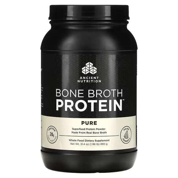 Dr. Axe : Ancient Nutrition, Bone Broth Protein, Pure, 1.96 lbs (890 g)