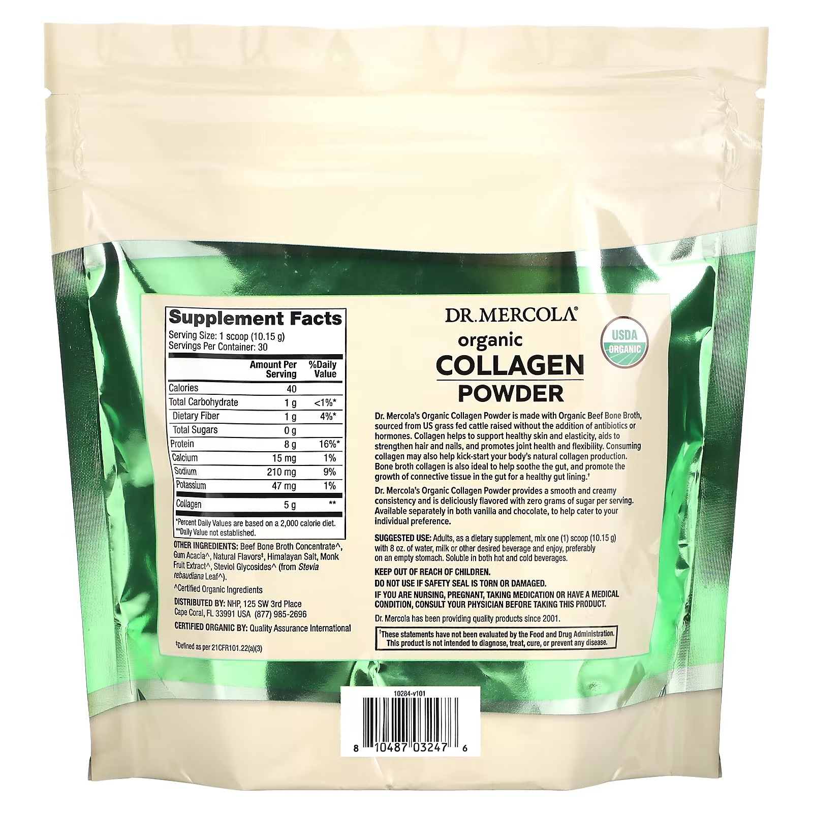 Dr. Mercola, Organic Collagen Powder, Vanilla, 10.74 oz (304.5 g)_1