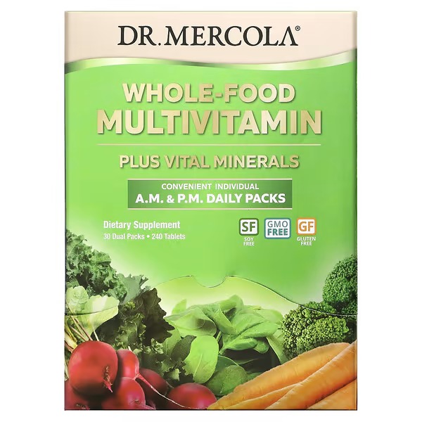 Dr. Mercola, Whole-Food Multivitamin A.M. & P.M. Daily Packs, 30 Dual Packs