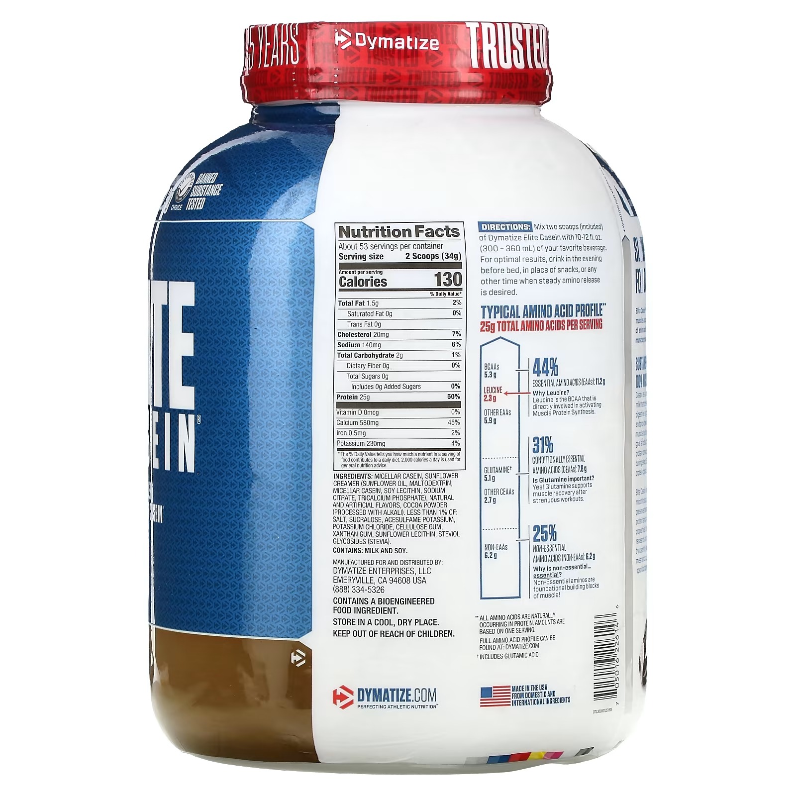 Dymatize, Elite Casein, Cookies & Cream, 4 lbs (1.8 kg)_1