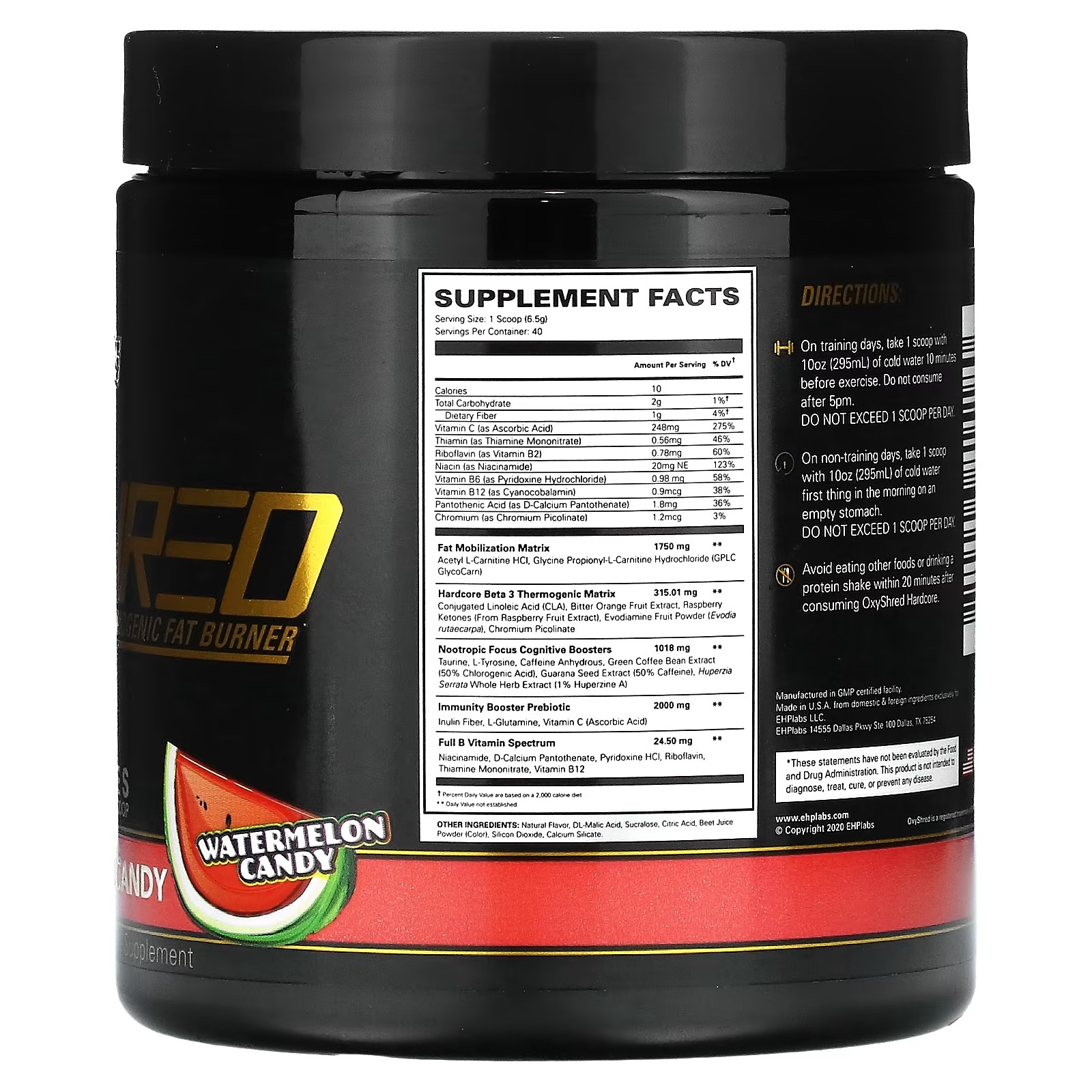 EHPlabs, Oxyshred Hardcore, Thermogenic Fat Burner, Watermelon Candy, 9.2 oz (260 g)1