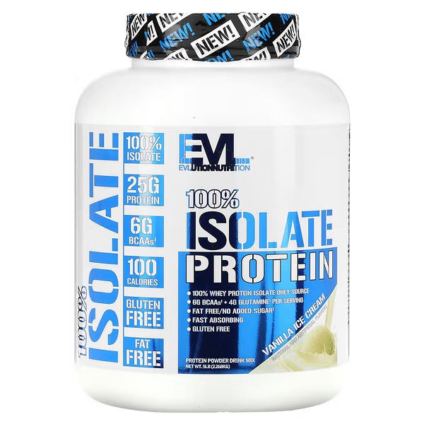 EVLution Nutrition, 100% Isolate Protein, Vanilla Ice Cream, 5 lb (2.268 kg)