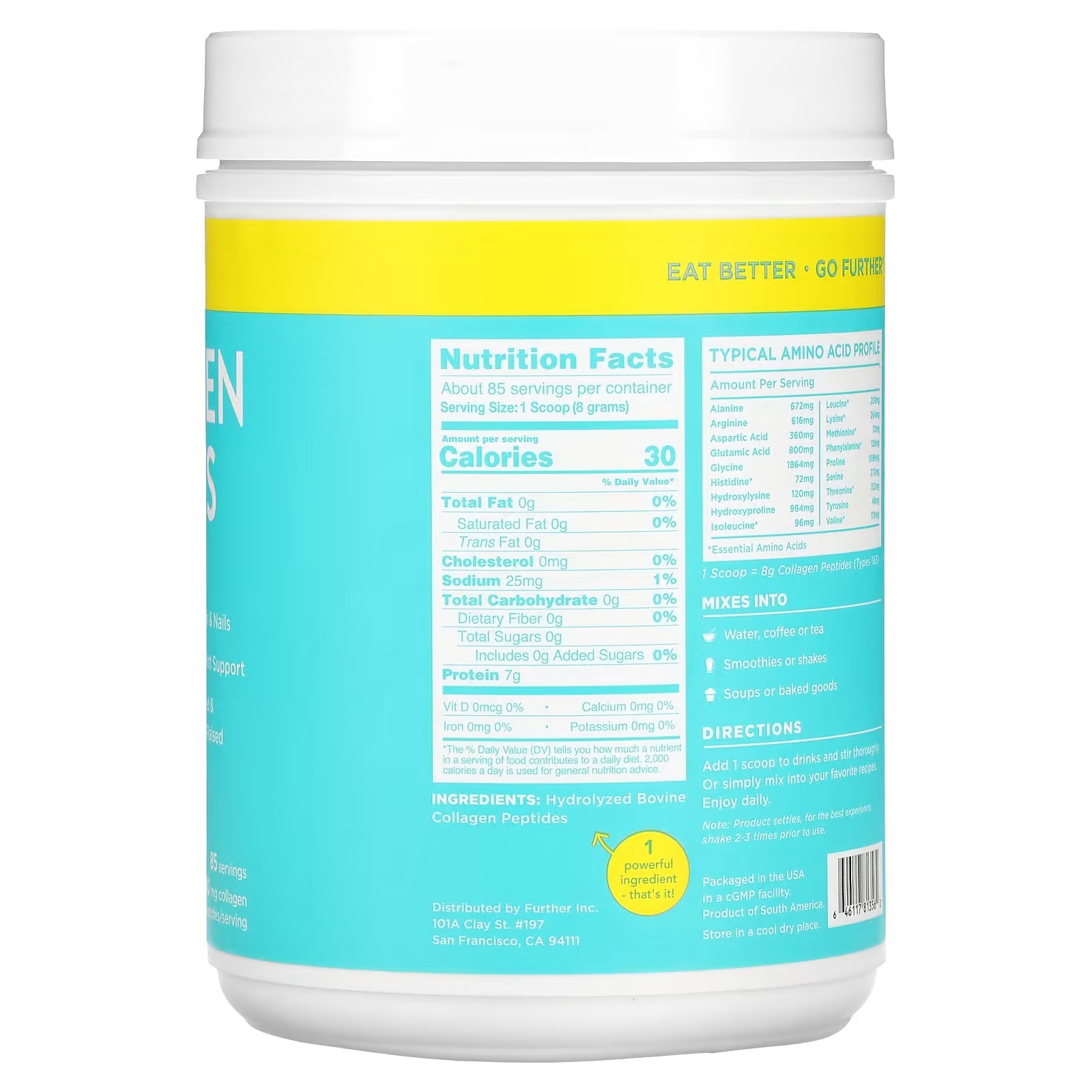Further Food, Collagen Peptides, Unflavored, 8,000 mg, 24 oz (680 g)_1