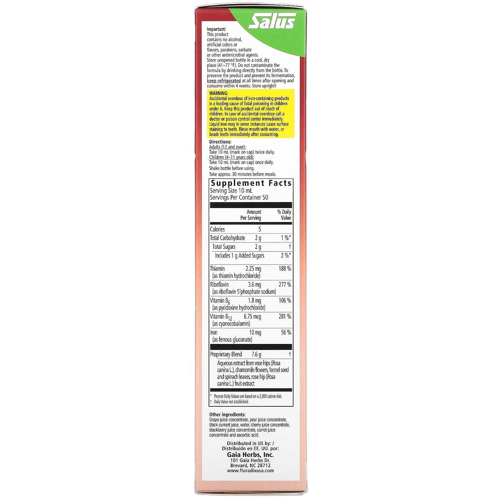 Gaia Herbs, Floradix, Floravital Iron + Herbs, 17 fl oz (500 ml)1