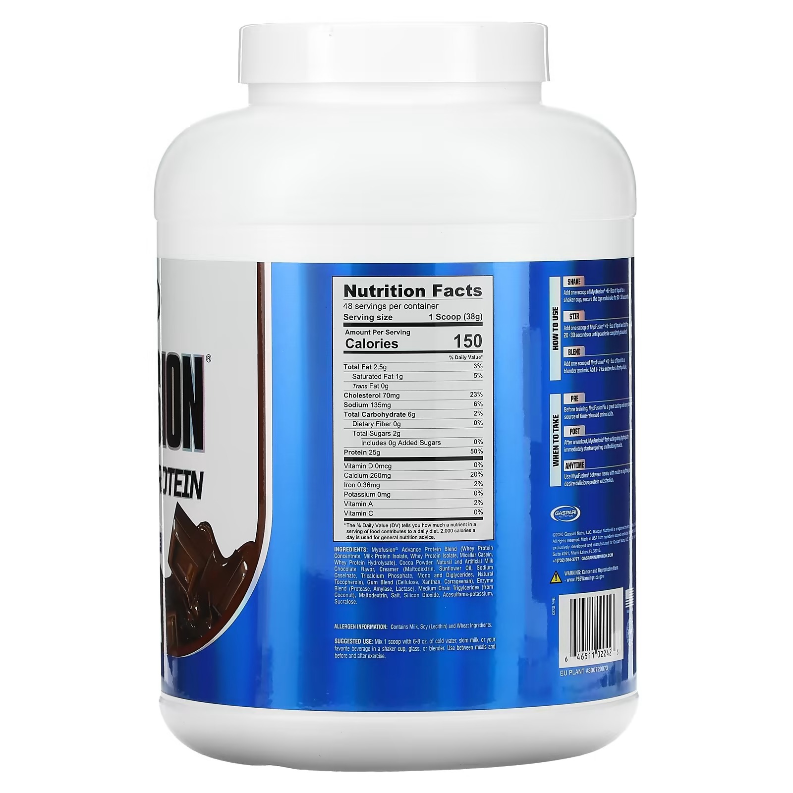 Gaspari Nutrition, MyoFusion, Advanced Protein, Milk Chocolate, 4 lbs (1.81 kg)_1