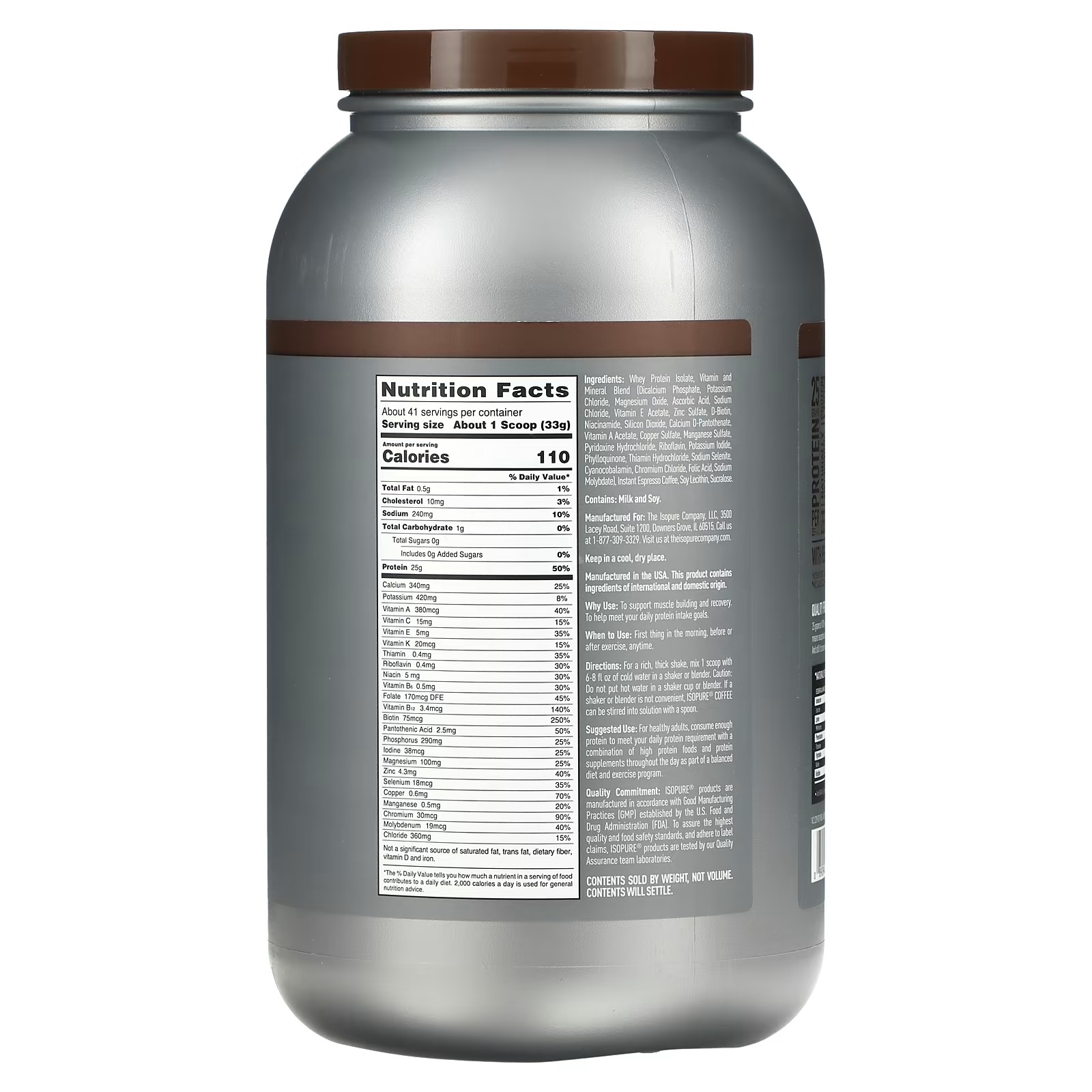 Isopure, Protein Powder with Coffee, Espresso, 3 lb (1.36 kg)_1