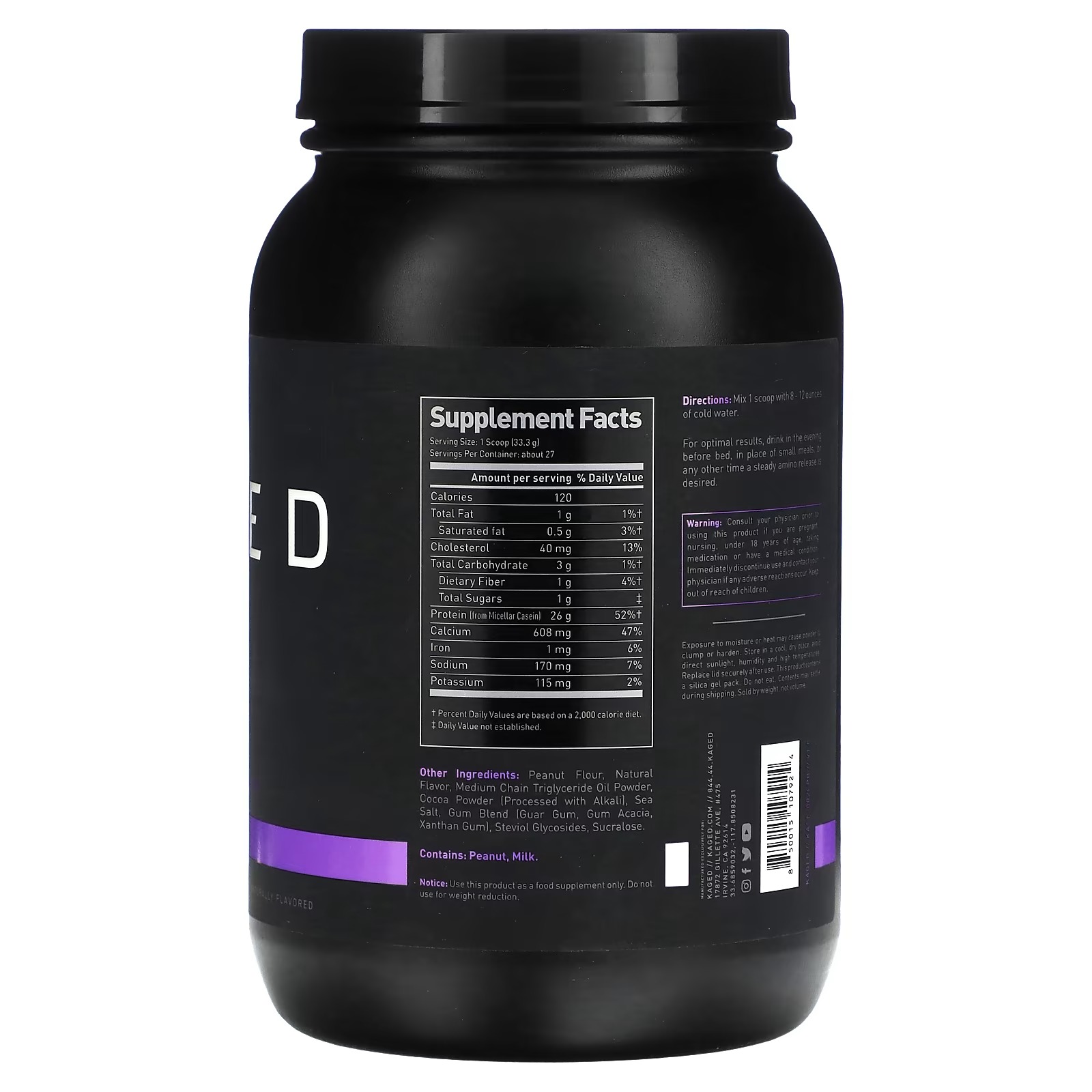 Kaged, Casein Protein, Chocolate Peanut Butter, 32 oz (907 g)1