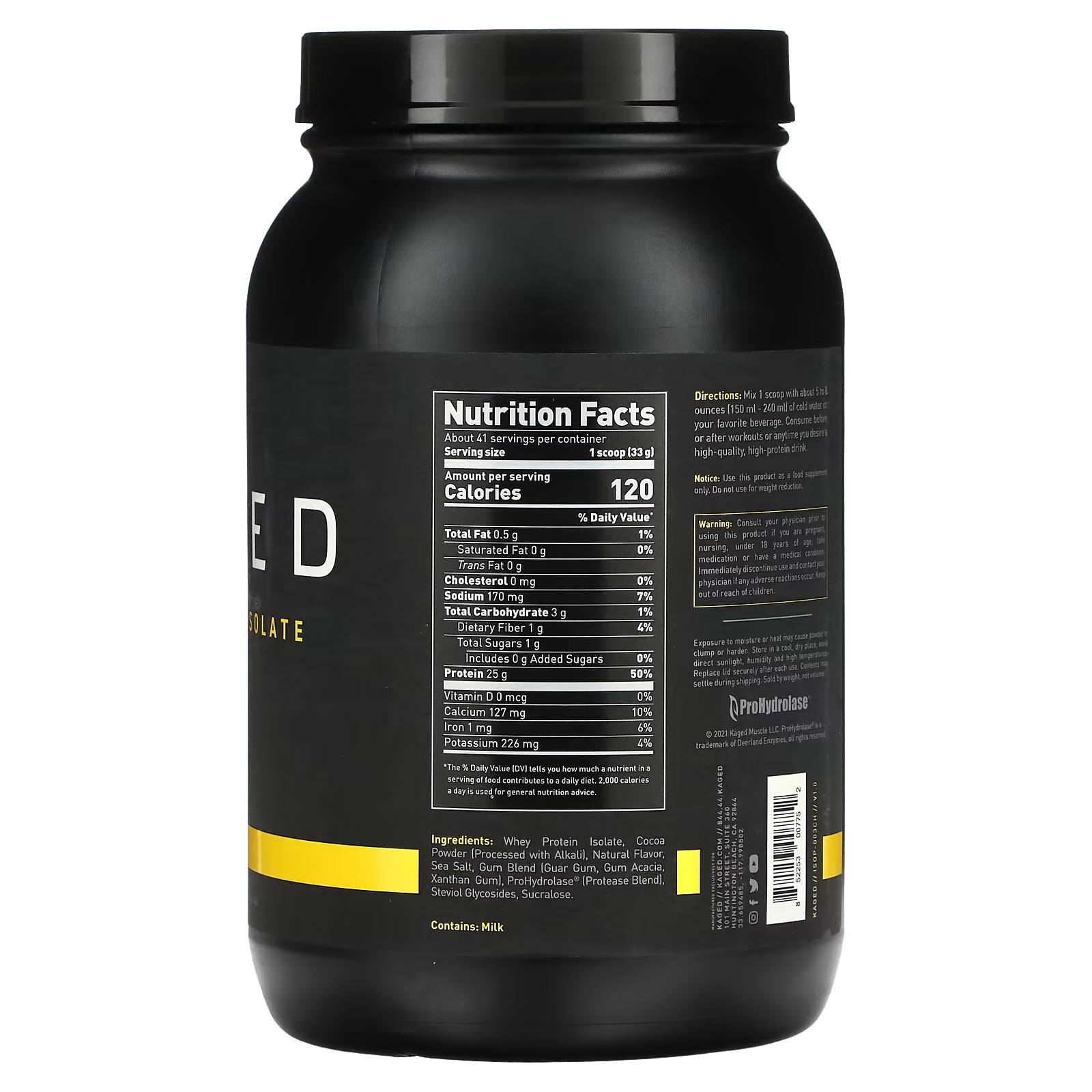 Kaged, Whey Protein Isolate, Chocolate, 3 lb (1.36 kg)_1