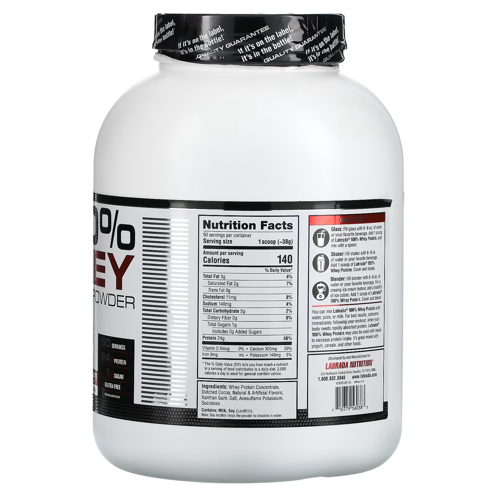 Labrada Nutrition, 100% Whey Protein, Chocolate, 4.13 lb (1,875 g)_1