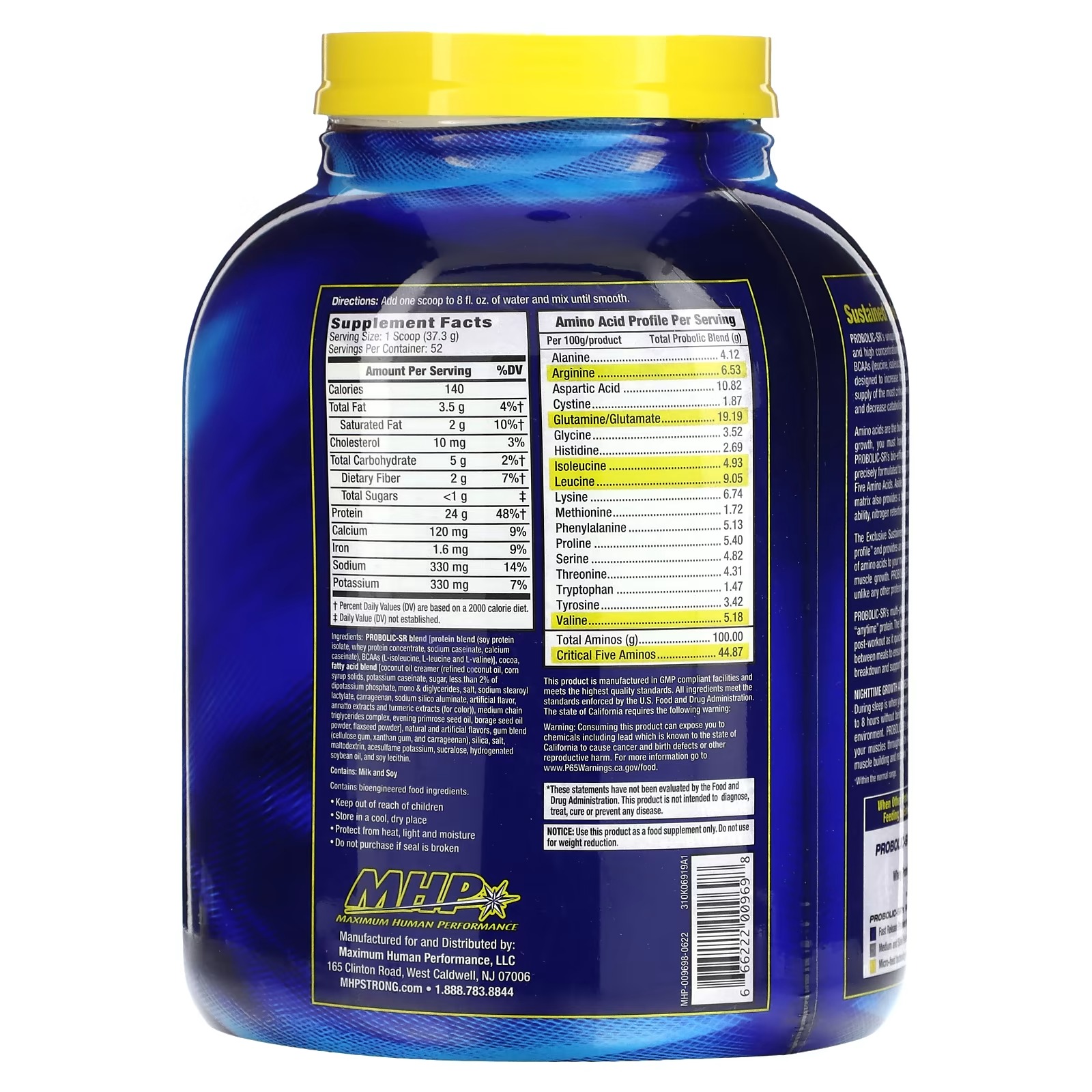 Maximum Human Performance, LLC, Probolic-SR, Chocolate, 4.27 lbs (1,949 g)_1