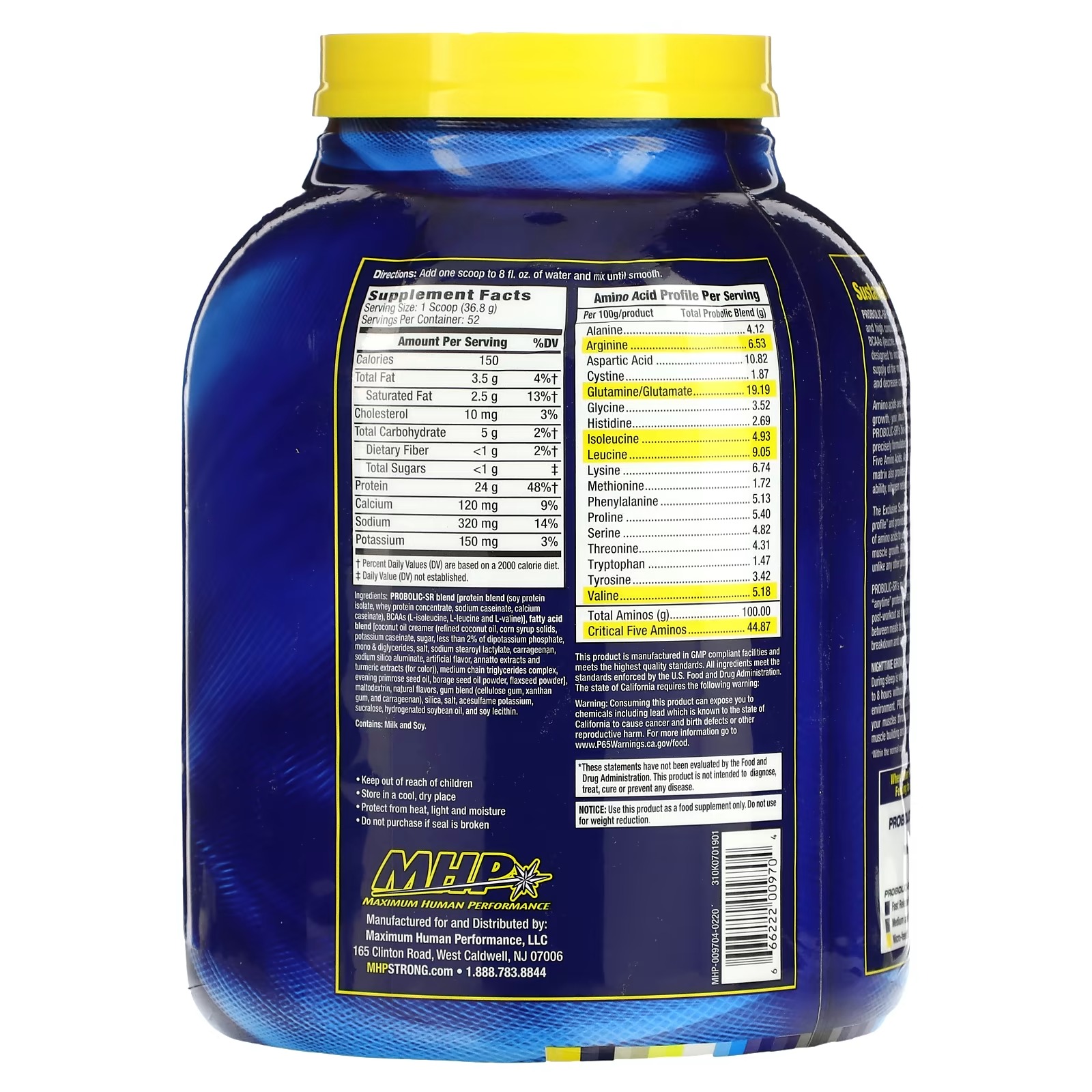 Maximum Human Performance, LLC, Probolic-SR, Vanilla, 4.21 lbs (1,914 g)_1