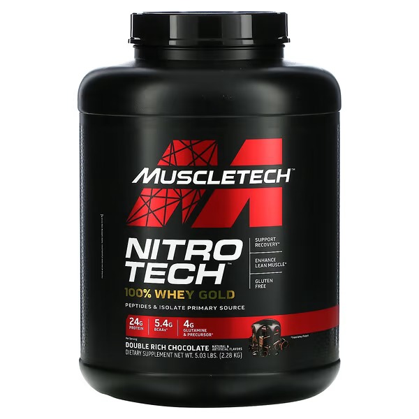 MuscleTech, Nitro Tech 100% Whey Gold, Double Rich Chocolate, 5.03 lbs (2.28 kg)