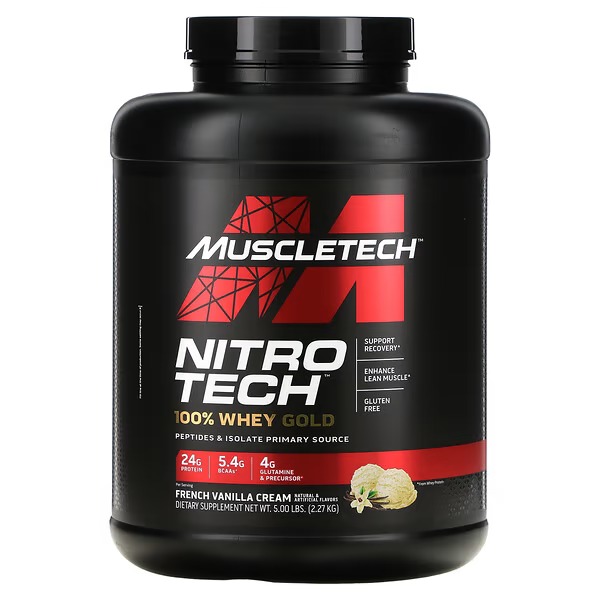 MuscleTech, Nitro Tech, 100% Whey Gold, French Vanilla Cream, 5 lbs (2.27 kg)