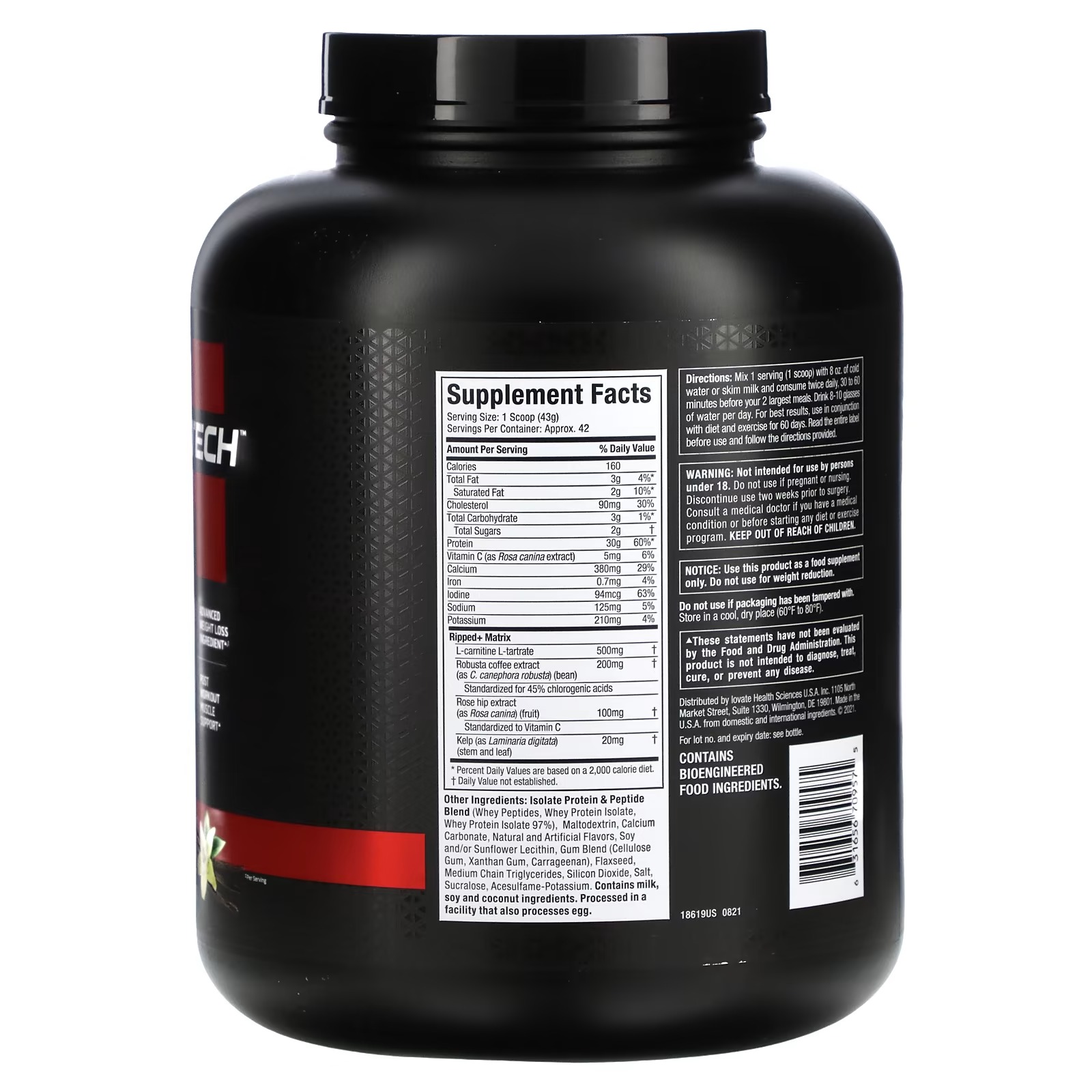 MuscleTech, Nitro Tech Ripped, Lean Protein + Weight Loss, French Vanilla Bean, 4 lbs (1.81 kg)_1