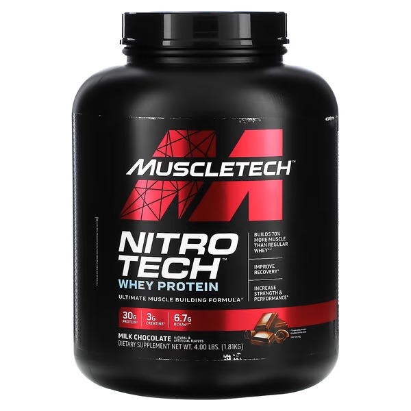 MuscleTech, NitroTech, Whey Peptides, Milk Chocolate, 4 lbs (1.81 kg)