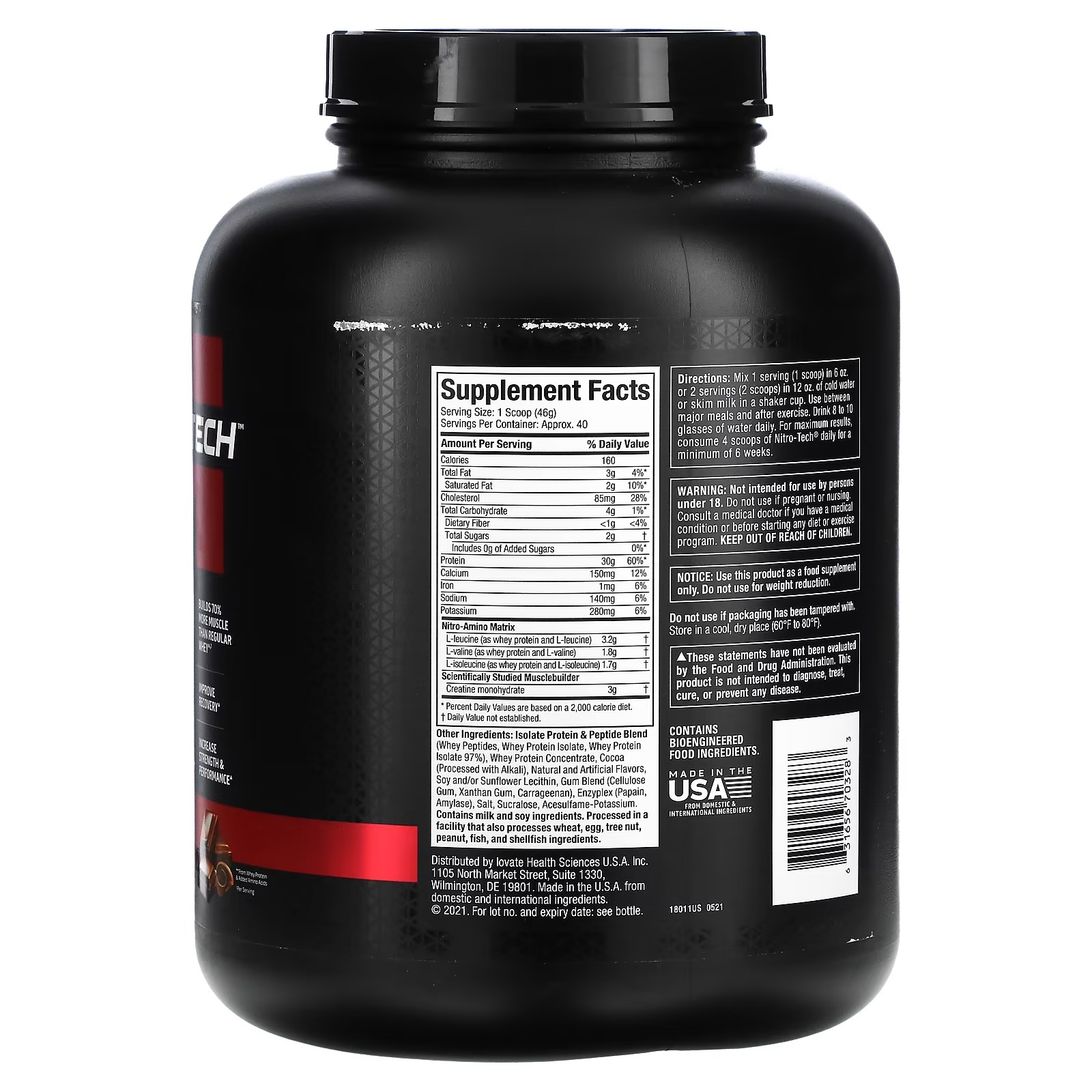 MuscleTech, NitroTech, Whey Peptides, Milk Chocolate, 4 lbs (1.81 kg)_1