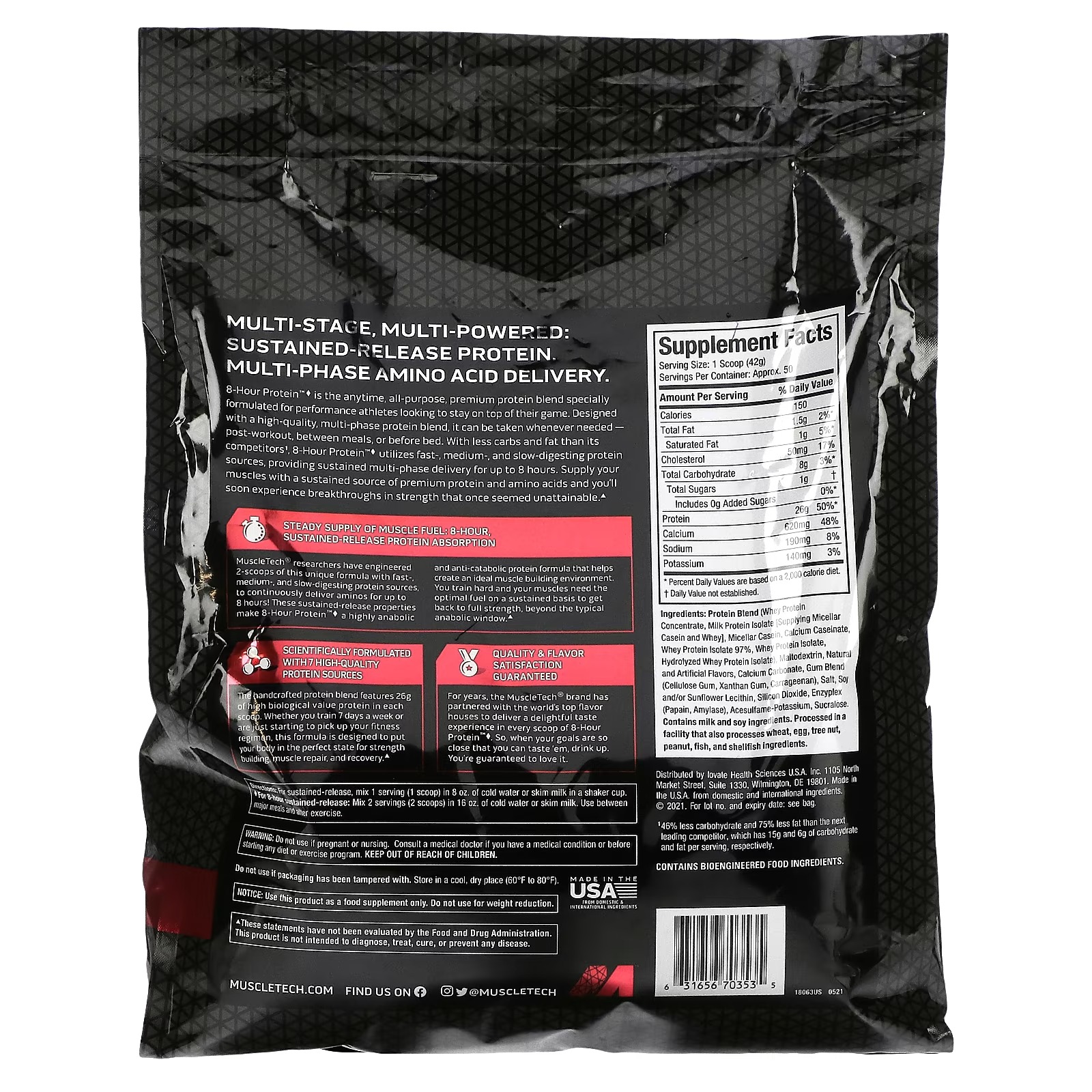 MuscleTech, Platinum, 8-Hour Protein, Vanilla Cake, 4.58 lbs (2.08 kg)_1