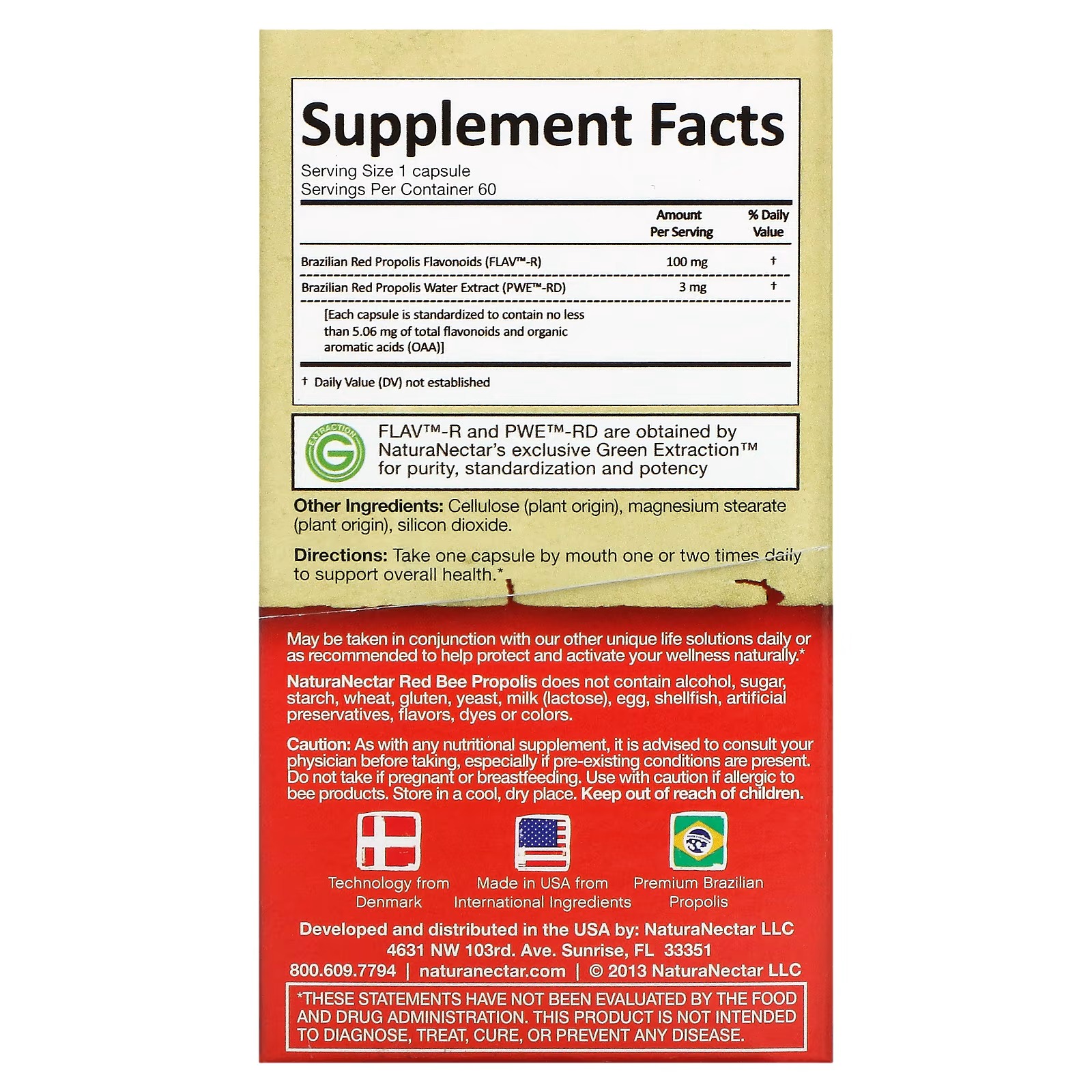 NaturaNectar, Red Bee Propolis, 60 Vegetable Capsules_2