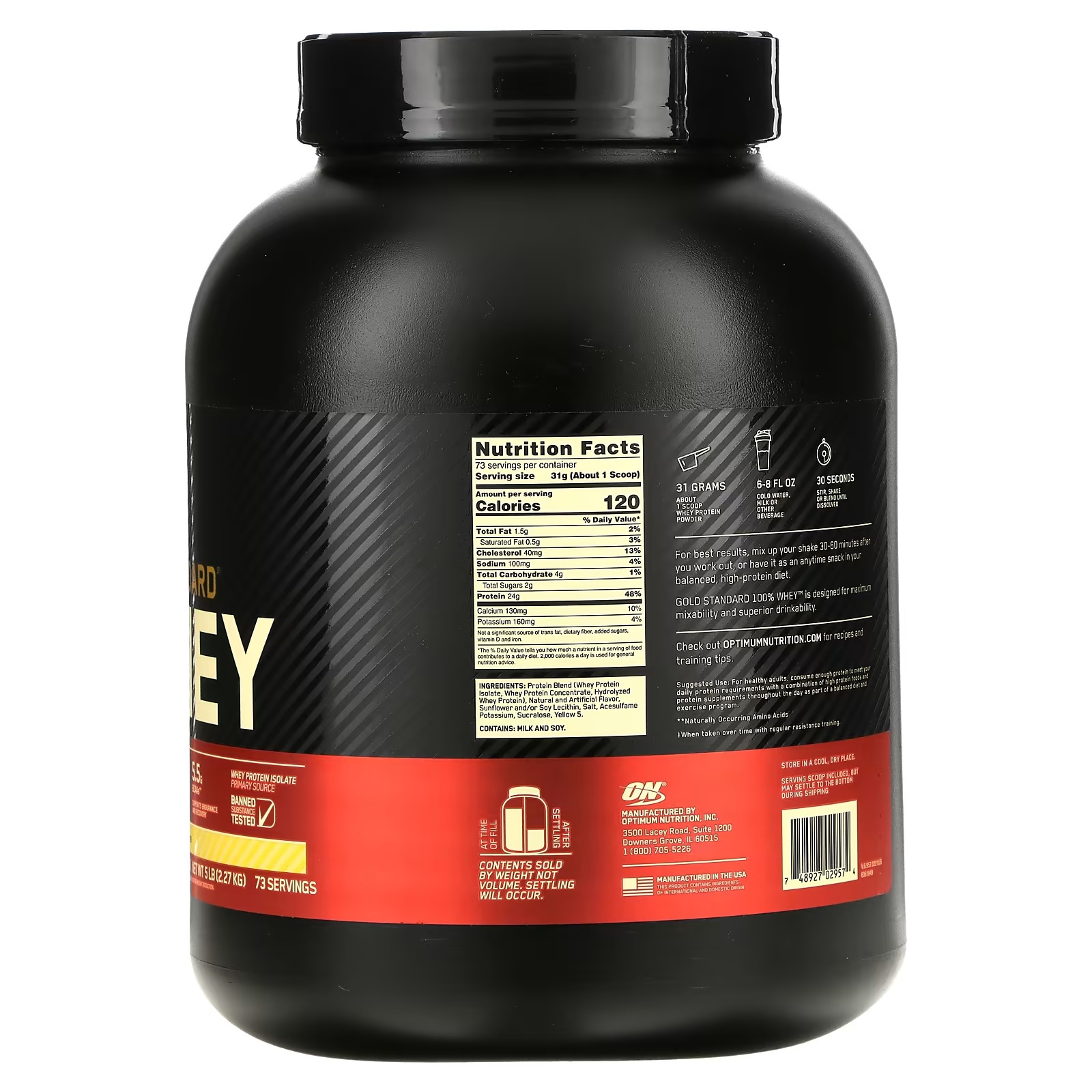 Optimum Nutrition, Gold Standard 100% Whey, Banana Cream, 5 lb (2.27 kg)_1