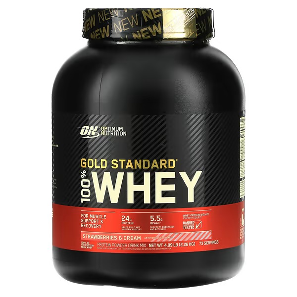 Optimum Nutrition, Gold Standard 100% Whey, Strawberries & Cream, 4.99 lb (2.26 kg)