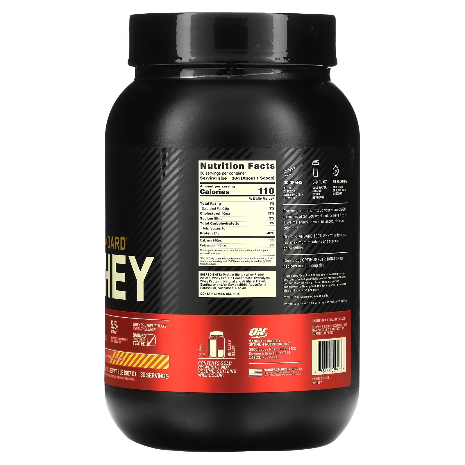 Optimum Nutrition, Gold Standard 100% Whey, Strawberry Banana, 2 lb (907 g)_1