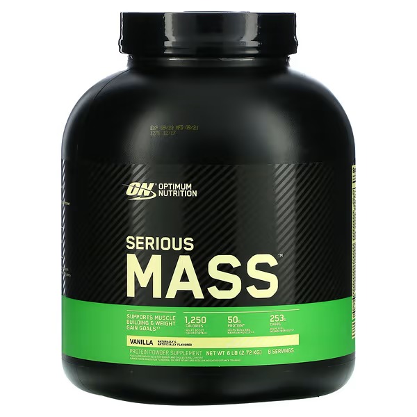 Optimum Nutrition, Serious Mass, Protein Powder Supplement, Vanilla, 6 lb (2.72 kg)