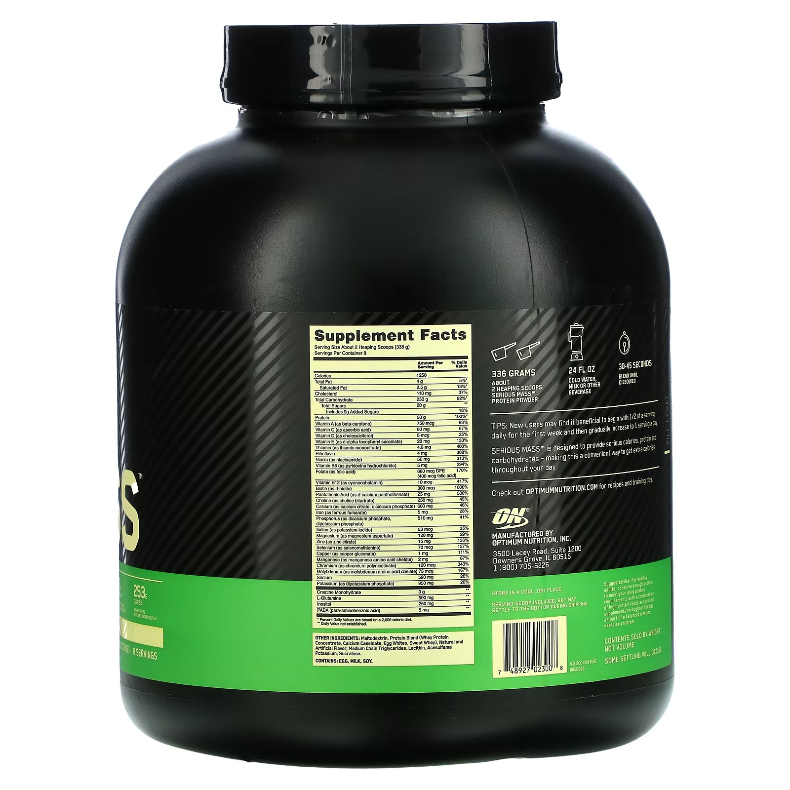 Optimum Nutrition, Serious Mass, Protein Powder Supplement, Vanilla, 6 lb (2.72 kg)_1