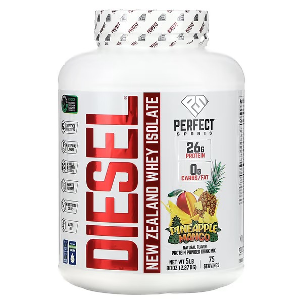 Perfect Sports, Diesel, New Zealand Whey Isolate, Pineapple Mango, 5 lb (2.27 kg)