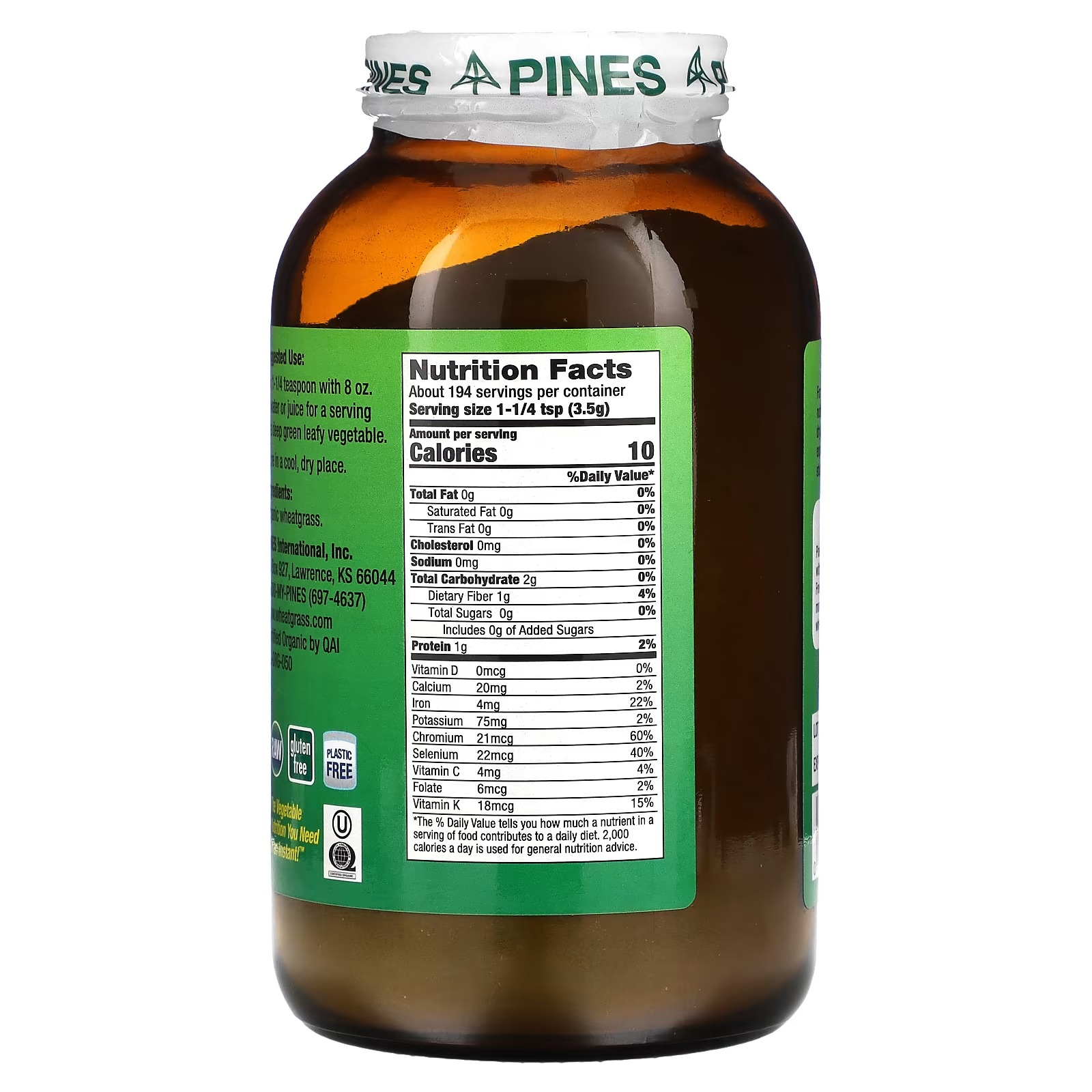 Pines International, Wheat Grass, Powder, 24 oz (680 g)1