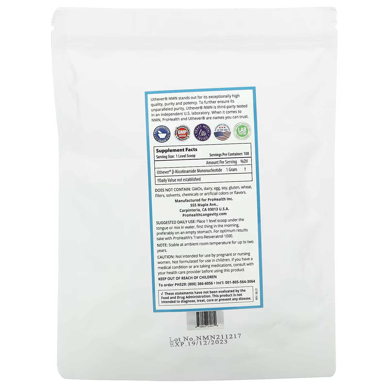 ProHealth Longevity, NMN Pro, Pure NMN Powder, 100 g_1
