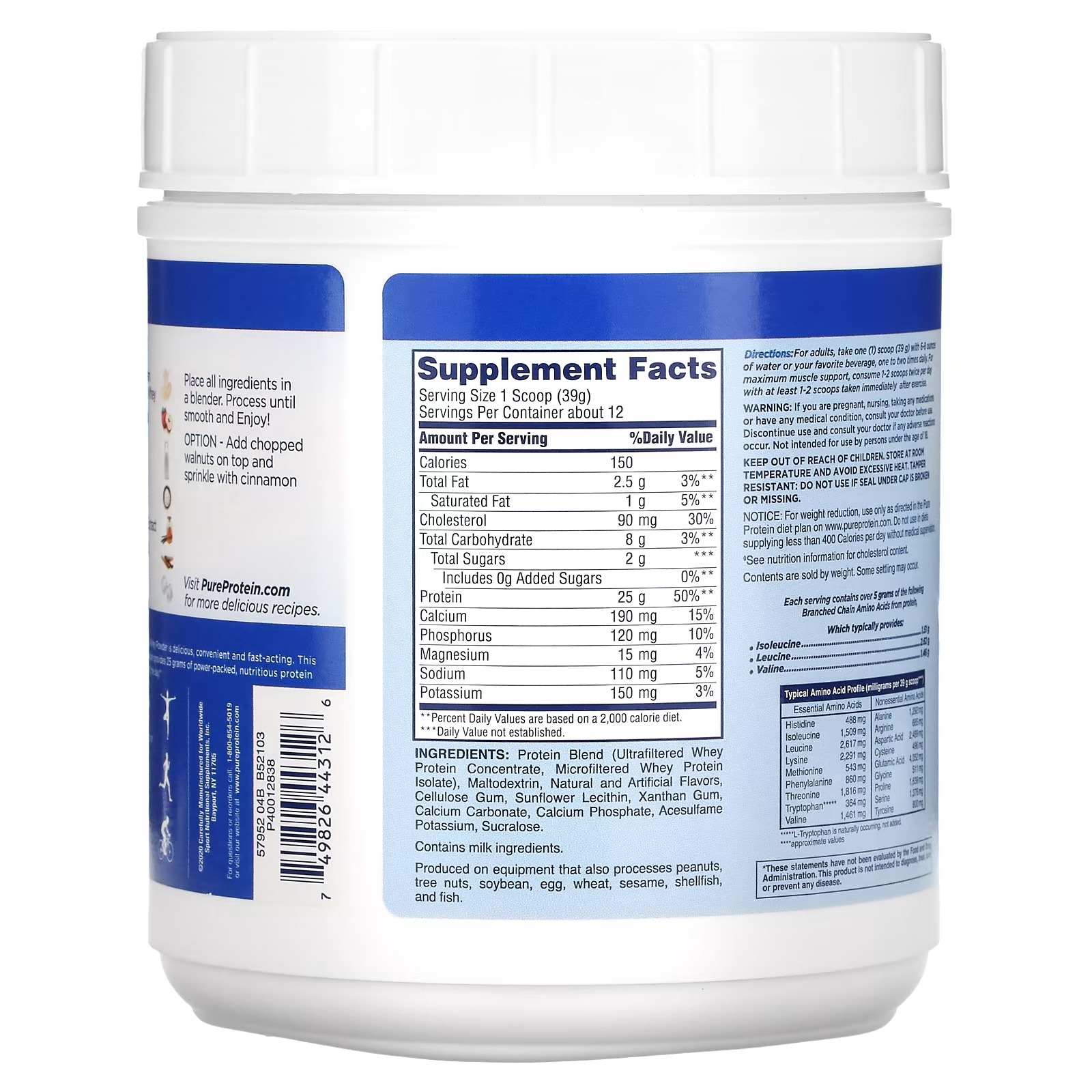 Pure Protein, 100% Whey Pure Protein, Vanilla Cream, 1 lb (453 g)1