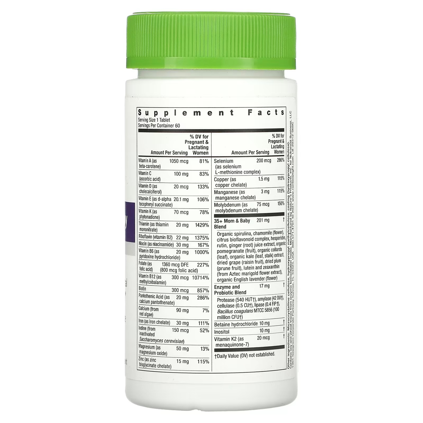 Rainbow Light, Multivitamin, 35+ Mom and Baby, 60 Tablets1