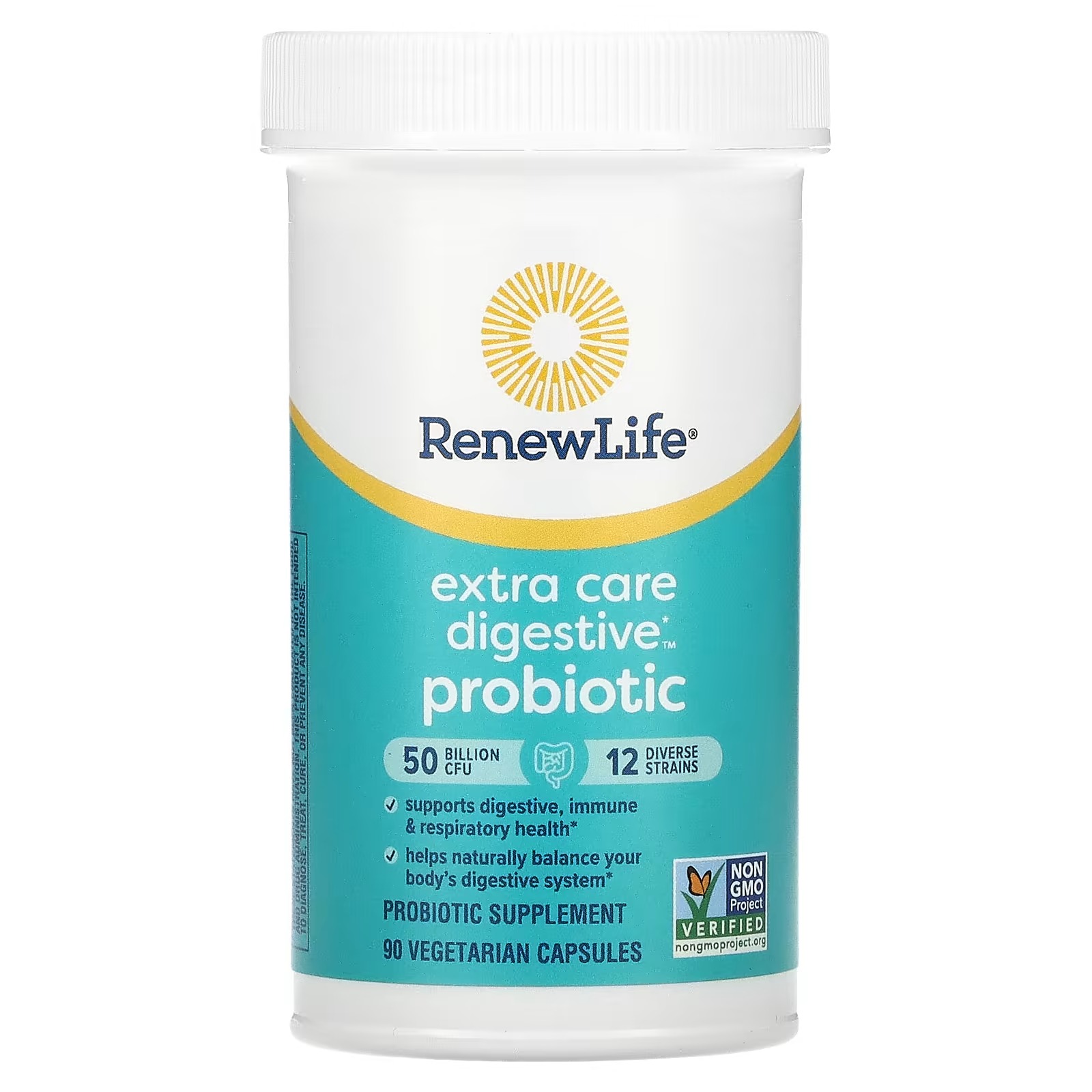 Renew Life, Extra Care Digestive Probiotic, 50 Billion CFU, 90 Vegetarian Capsules_1