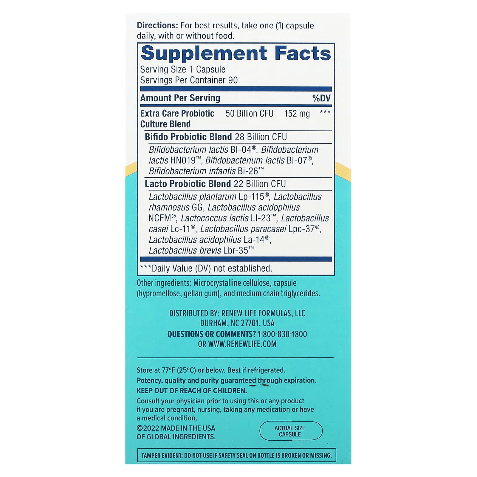 Renew Life, Extra Care Digestive Probiotic, 50 Billion CFU, 90 Vegetarian Capsules_2