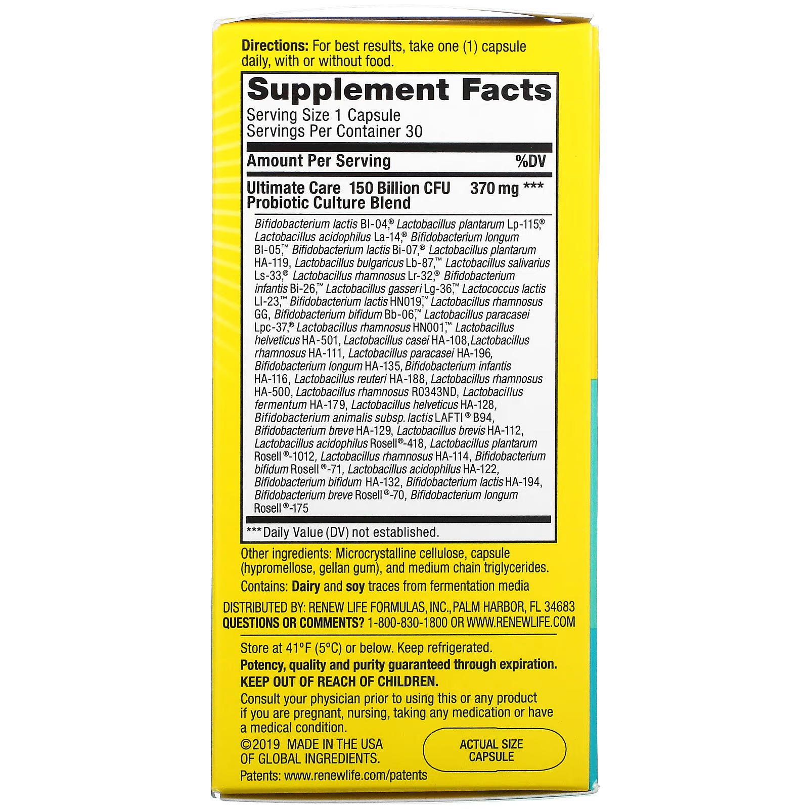 Renew Life, Ultimate Flora, Ultimate Care Probiotic, 150 Billion Live Cultures, 30 Vegetarian Capsules _2