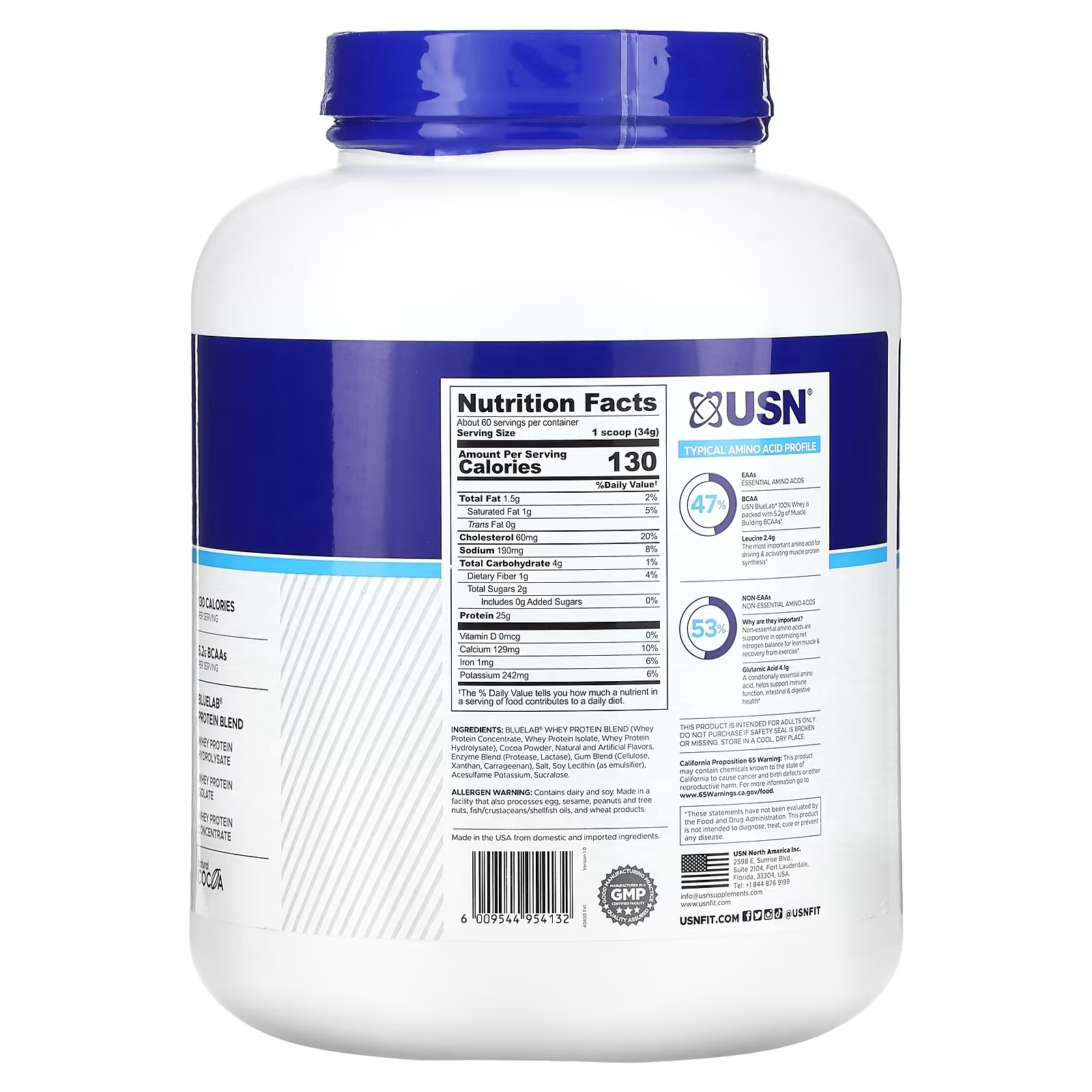 USN, BLUELAB, 100% Whey, Chocolate, 4.5 lbs (2,041 g)_1